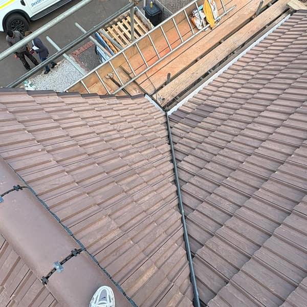 New valley where two slopes of the roof meet